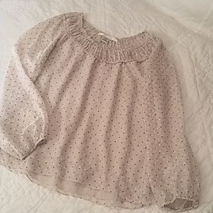 Studio M Long Sleeve Boho Blouse Feminine Loose Flowy Gathers Size Large